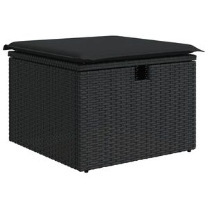 vidaXL Gartenhocker mit Kissen Schwarz 55x55x37 cm Poly Rattan