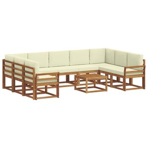 vidaXL Outdoor-Sofagarnitur mit Kissen 10 pcs Natur und Creme