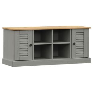 vidaXL Schuhbank VIGO Grau 106x35x45 cm Massivholz Kiefer