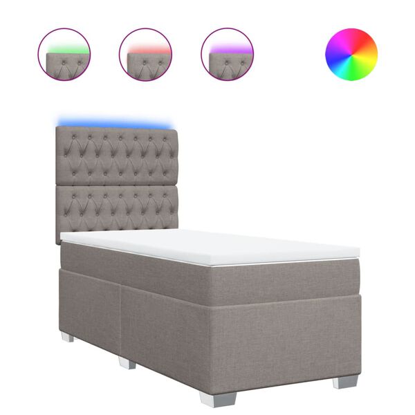 vidaXL Boxspringbett mit Matratze Taupe 80x200 cm Stoff