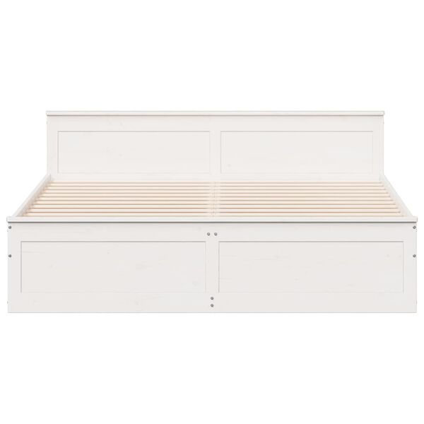 vidaXL Massivholzbett ohne Matratze mit Kopfteil Wei&szlig; 180x200 cm