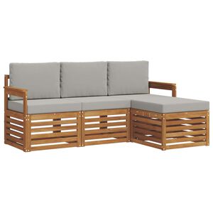 vidaXL Sofagarnituren 4 pcs Nat&uuml;rlich und Hellgrau Massivholz Akazie