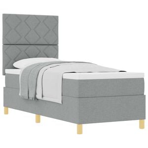 vidaXL Boxspringbett mit Matratze Hellgrau 80 x 200 cm Stoff