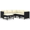 vidaXL 6-tlg. Garten-Lounge-Set mit Kissen Poly Rattan Schwarz