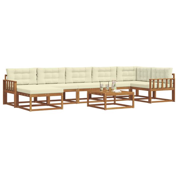 vidaXL Outdoor-Sofagarnitur mit Kissen 8 pcs Natur und Creme
