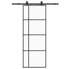 vidaXL Schiebet&uuml;r mit Beschlag Schwarz 76x205 cm ESG-Glas