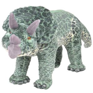vidaXL Pl&uuml;schtier Triceratops Stehend Pl&uuml;sch Gr&uuml;n XXL