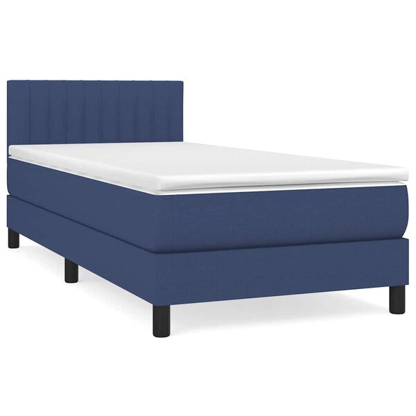 vidaXL Boxspringbett mit Matratze Blau 90x190 cm Stoff