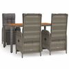 vidaXL 5-tlg. Garten-Essgruppe mit Kissen Grau Poly Rattan