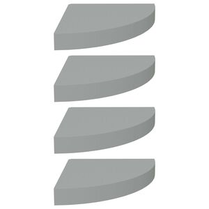 vidaXL Eck-Schweberegale 4 Stk. Grau 25x25x3,8 cm MDF