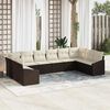 vidaXL Sofa Set mit Kissen 10 pcs Braun Poly-Rattan