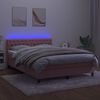 vidaXL Boxspringbett mit Matratze & LED Rosa 140x190 cm Samt