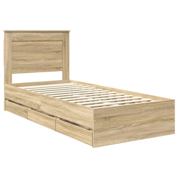 vidaXL Bettrahmen Sonoma-Eiche 90 x 190 cm Ingenieurs Holz