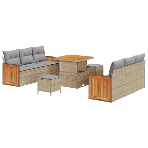 vidaXL Gartensofa-set mit Kissen 11 pcs Beige und Hellgrau Poly-Rattan