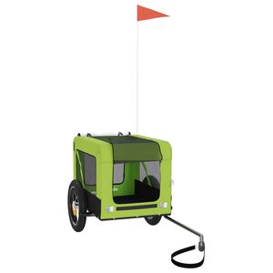 vidaXL Fahrradanh&auml;nger Hunde Gr&uuml;n und Schwarz Oxford-Gewebe & Eisen