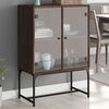 vidaXL Beistellschrank mit Glast&uuml;ren Braun Eichen-Optik 69x37x100 cm