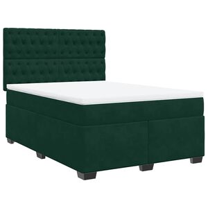 vidaXL Boxspringbett mit Matratze Dunkelgr&uuml;n 140x190 cm Samt