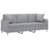 vidaXL 3-Sitzer-Sofa mit Zierkissen Hellgrau 180 cm Stoff