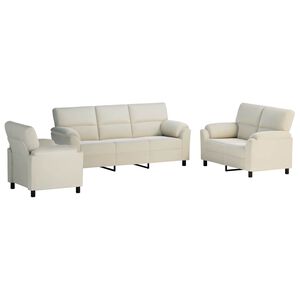vidaXL Sofa-Set 3 stk. Creme Samt