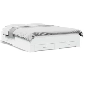 vidaXL Bettgestell mit Schubladen Wei&szlig; 150x200 cm Holzwerkstoff