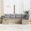vidaXL Gartensofa-set mit Kissen mit Speicher 6 pcs Beige Poly-Rattan