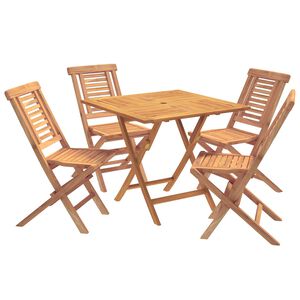 vidaXL 5-teiliges klappbares Garten-Bistro-Set Natur Massivholz Teak