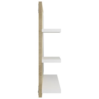 vidaXL Badspiegel Weiß und Sonoma-Eiche 60x10,5x45 cm Holzwerkstoff