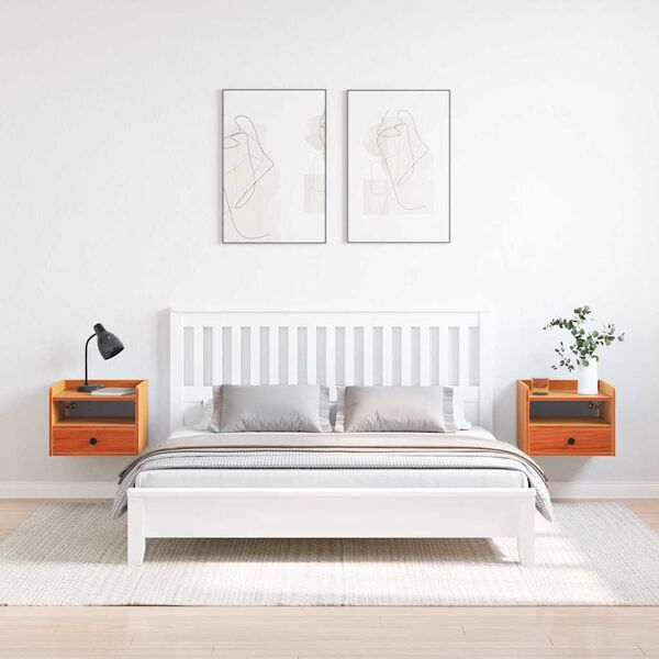 vidaXL Nachttisch 2 pcs Wachsbraun 38 x 36 x 29,5 cm Massivholz Kiefer