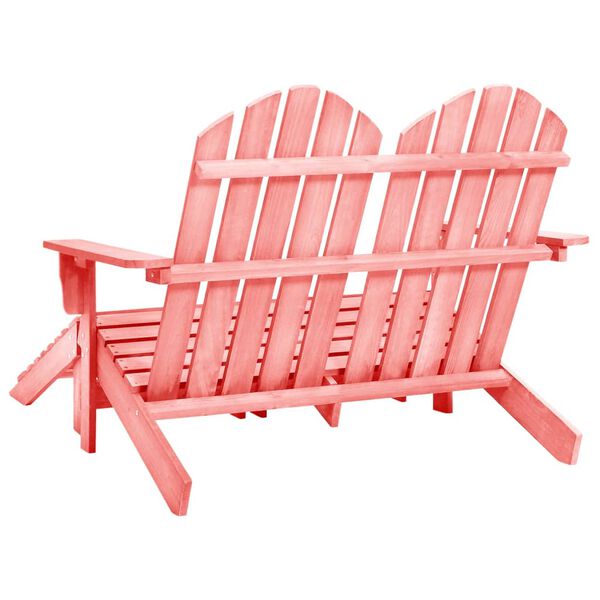 vidaXL Adirondack-Gartenbank 2-Sitzer mit Fußteil Tannenholz Rosa