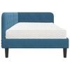 vidaXL Eckbettgestell mit Matratze mit Kopfteil Blau 90 x 200 cm Samt