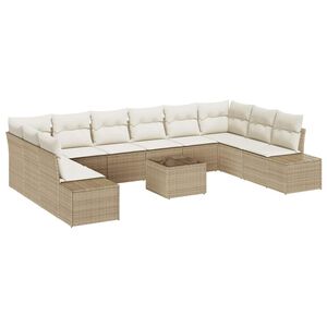 vidaXL Gartensofa-set mit Kissen 10 pcs Beige und Creme Polyrattan