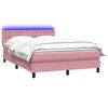 vidaXL Boxspringbett mit Matratze & LED Rosa 140x210 cm Samt