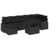 vidaXL Garten-Sofa-Set mit Kissen 8 pcs Schwarz Poly Rattan