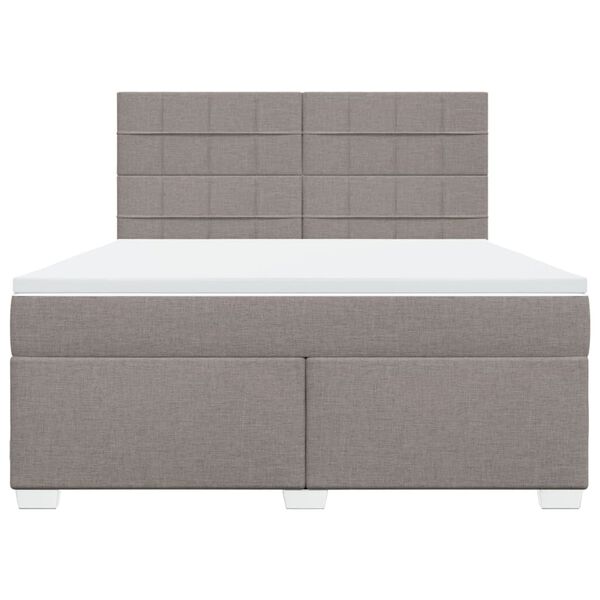 vidaXL Boxspringbett mit Matratze Taupe 180x200 cm Stoff