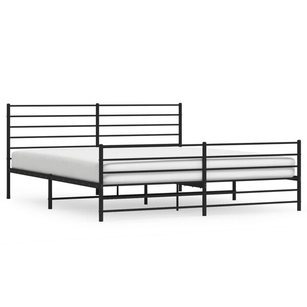 vidaXL Metallbett ohne Matratze mit Fu&szlig;teil Schwarz 180x200 cm