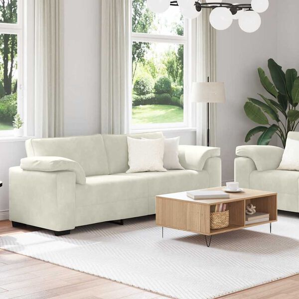 vidaXL 2-teiliges Sofa-Set mit Kissen, cremefarbener Samt