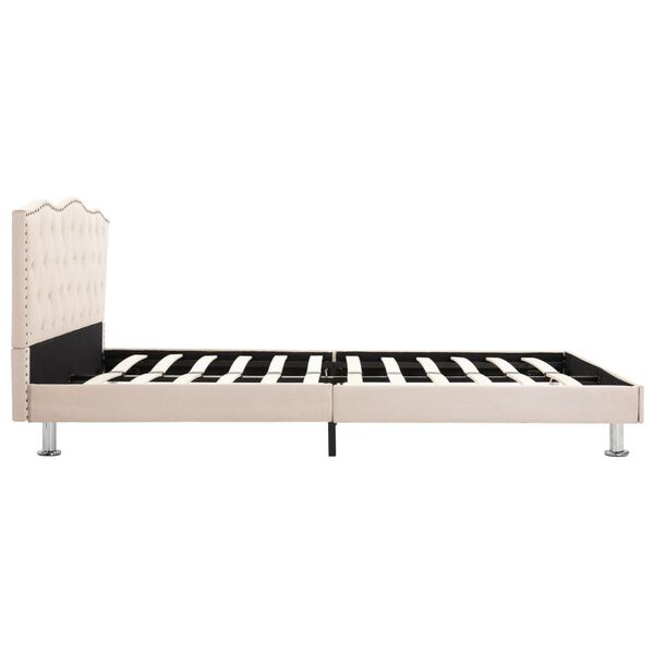 vidaXL Bett mit Matratze Beige Stoff 140 x 200 cm