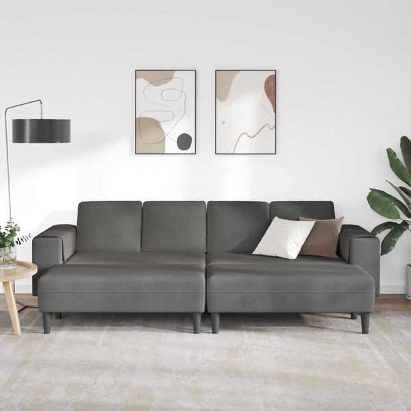 vidaXL Sofa mit Kissen Dunkelgrau 250 x 188 x 76 cm Cordstoff