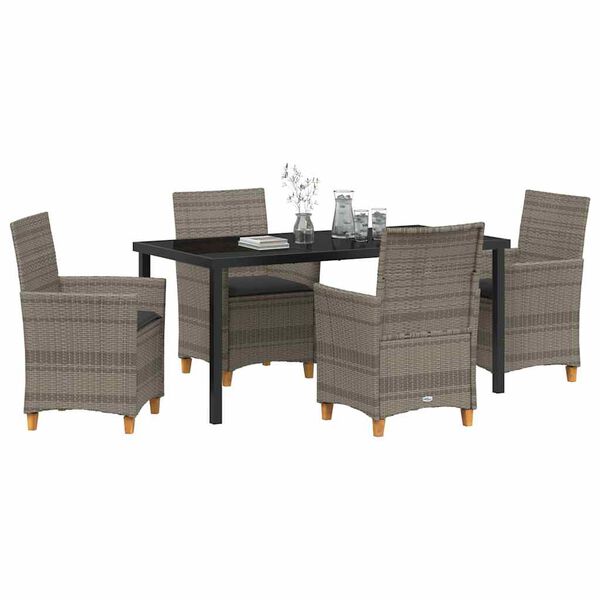 vidaXL Garten Essgruppe 5 pcs Grau Poly-Rattan