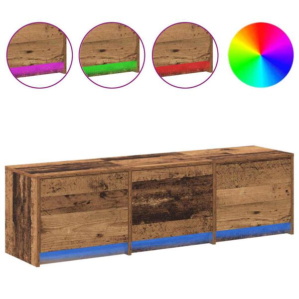 vidaXL TV Schrank mit LEDs Altholz 140 x 34 x 40 cm Holzwerkstoff