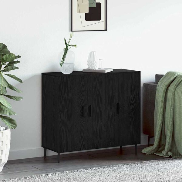 vidaXL Sideboard Schwarz Eichen-Optik 90 x 34 x 80 cm Holzwerkstoff
