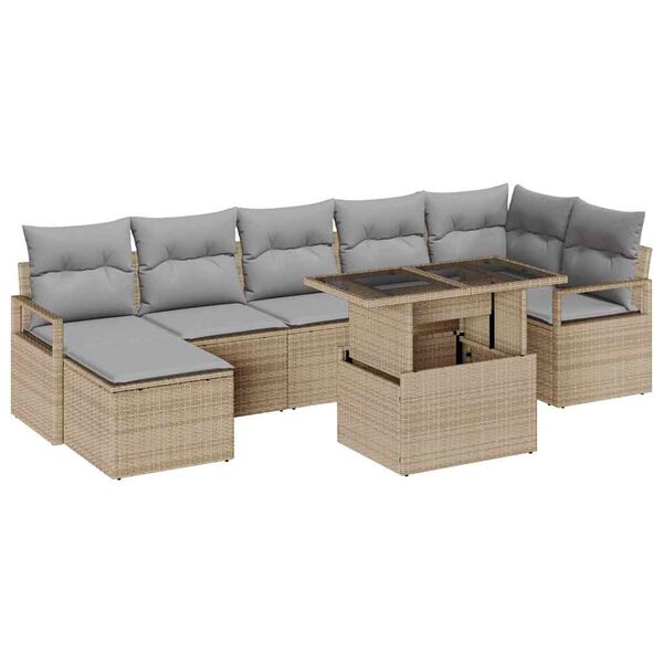 vidaXL Garten-Sofa-Set mit Kissen 8 pcs Beige und Hellgrau