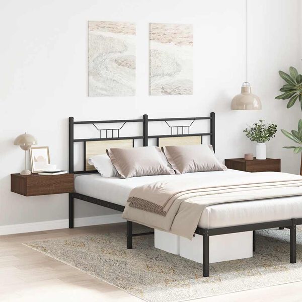 vidaXL H&auml;ngende Nachttische 2 Stk Braun Eiche 40x30x15cm Holzwerkstoff