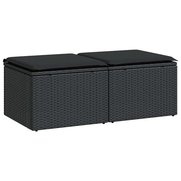 vidaXL 2-tlg. Garten-Sofagarnitur mit Kissen Schwarz Poly Rattan
