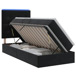 vidaXL LED-Speicherbett mit Matratze Schwarz 100 x 200 cm Samt
