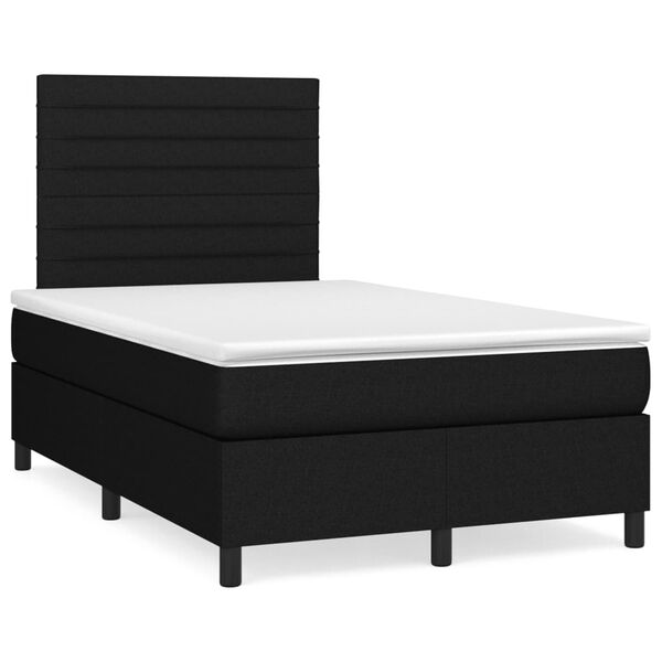 vidaXL Boxspringbett mit Matratze & LED Schwarz 120x190 cm Stoff