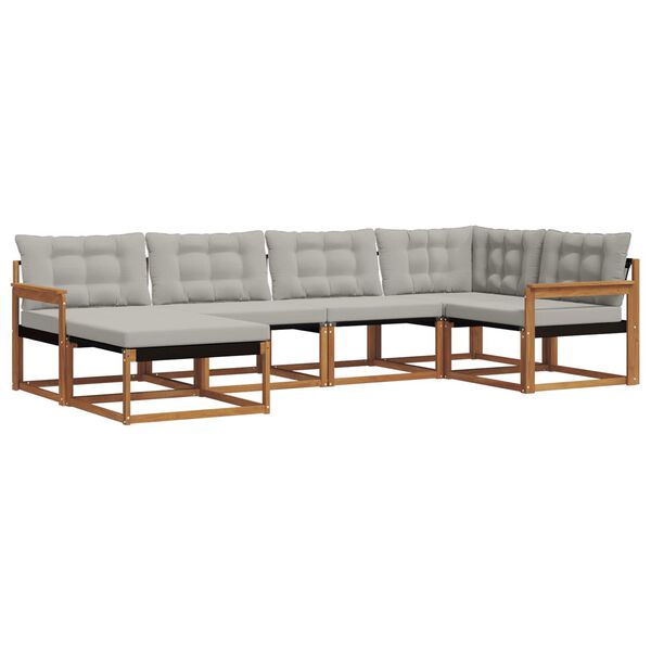 vidaXL Outdoor-Sofagarnitur mit Kissen 6 pcs Nat&uuml;rlich und Hellgrau