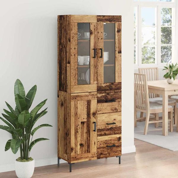 vidaXL Highboard mit Schubladen 2 pcs Altholz Holzwerkstoff