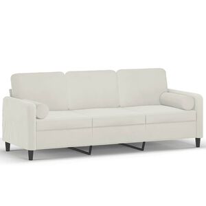 vidaXL 3-Sitzer-Sofa mit Zierkissen Creme 180 cm Samt