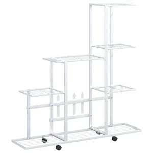 vidaXL Blumenst&auml;nder auf Rollen 94,5x25x92,5 cm Wei&szlig; Metall